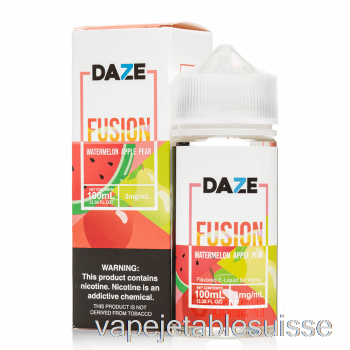 Vape Suisse Pastèque Pomme Poire - 7 Daze Fusion - 100ml 6mg